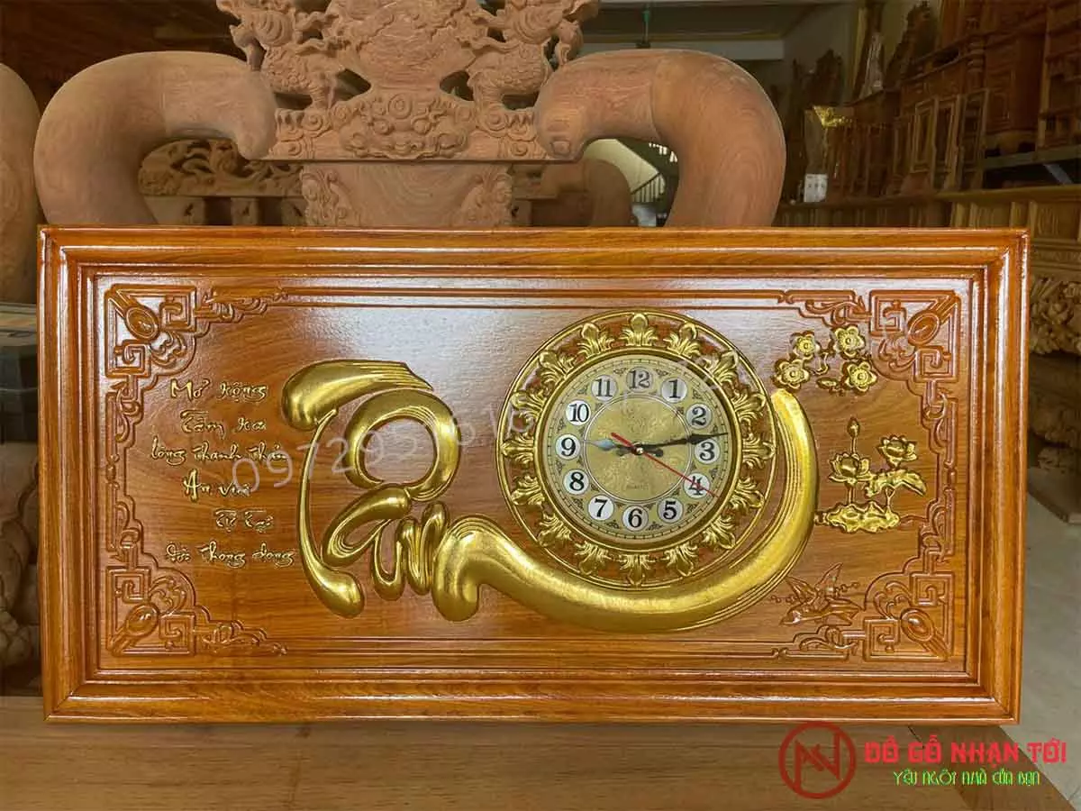 Tranh đồng hồ chữ Phúc – Đồ gỗ mỹ nghệ Phú Lợi