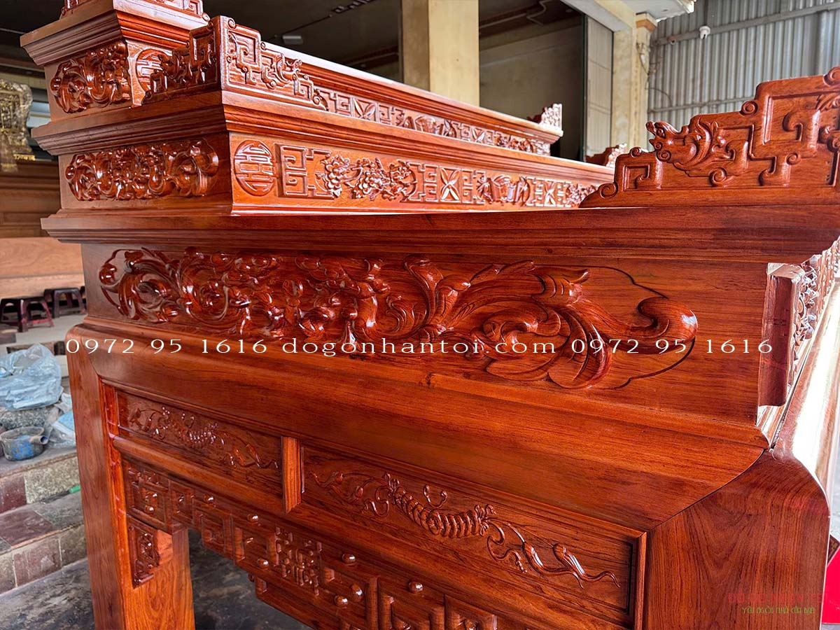 Bàn thờ osa tam cấp gỗ hương đá5